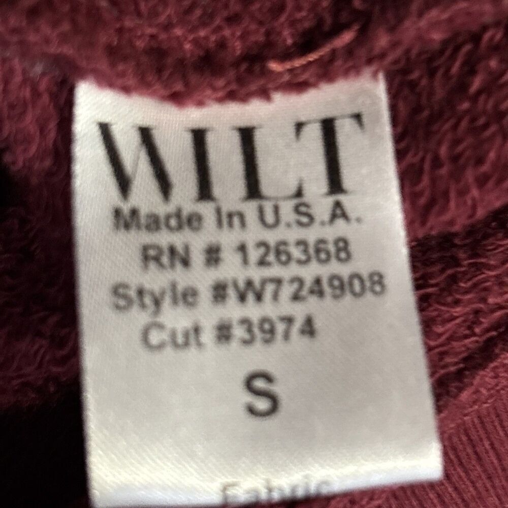 Wilt Ruffle Trim Asymmetrical Sweatshirt Burgundy Women's Size Small Lagenlook - Picture 13 of 14
